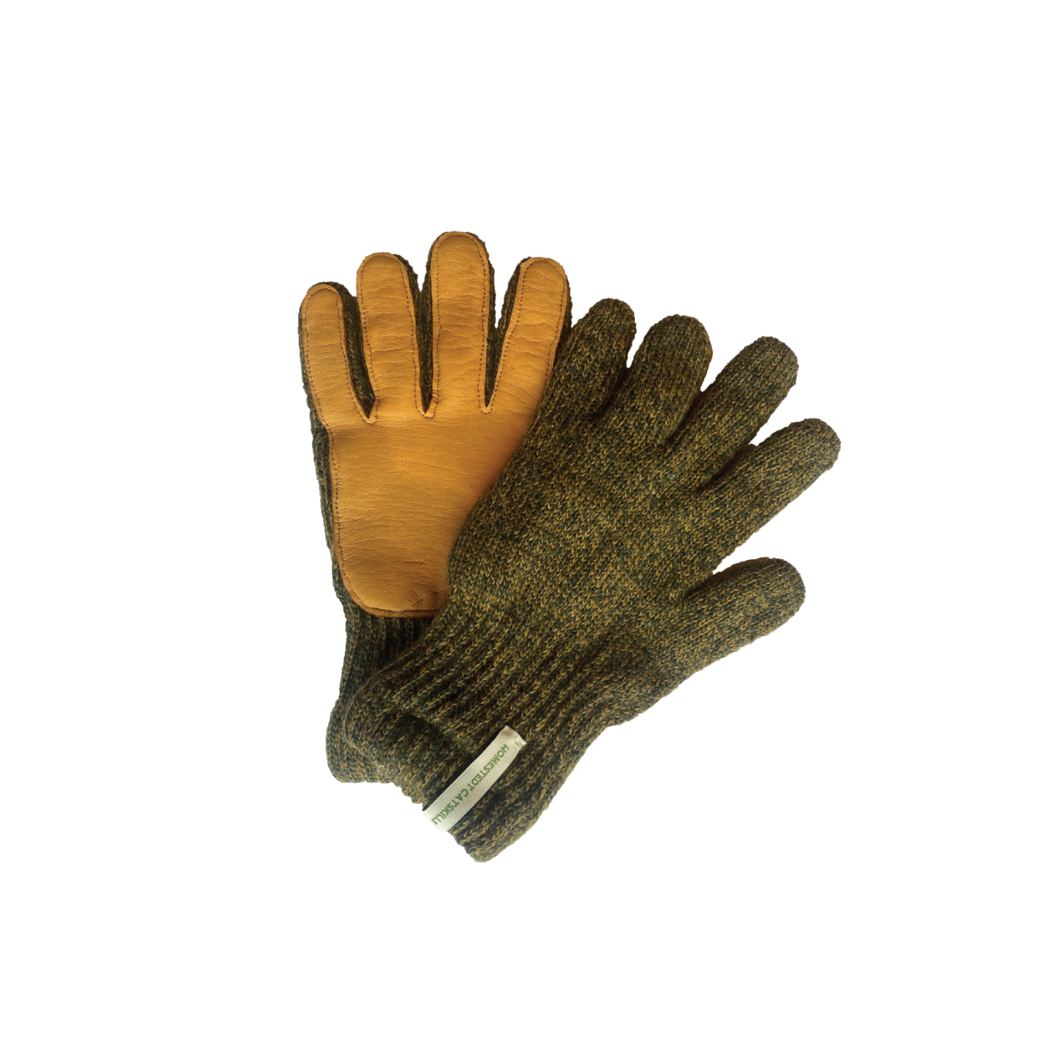 Homestedt Green Melange Wool Gloves - Mens